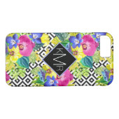 Orchideen-Begonie und Monogramm der Palmblatt-| Case-Mate iPhone Hülle (Rückseite (Horizontal))