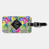 Orchideen-Begonie und Monogramm der Palmblatt-| Gepäckanhänger (Vorderseite horizontal)