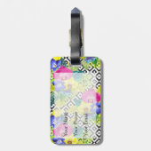 Orchideen-Begonie und Monogramm der Palmblatt-| Gepäckanhänger (Rückseite vertikal)