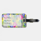 Orchideen-Begonie und Monogramm der Palmblatt-| Gepäckanhänger (Rückseite horizontal)