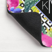 Orchideen-Begonie und Monogramm der Palmblatt-| Mousepad (Ecke)