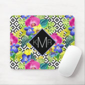 Orchideen-Begonie und Monogramm der Palmblatt-| Mousepad (Mit Mouse)
