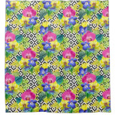 Orchideen-Begonie und Palmblätter Duschvorhang (Vorderseite)