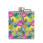 Orchideen-Begonie und Palmblätter Flachmann (Rückseite)