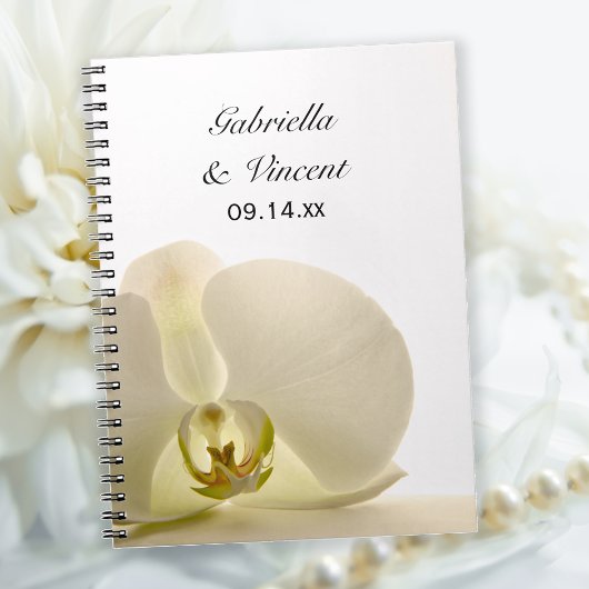 Orchideen-Blume auf Weiße Hochzeit Notizblock