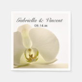 Orchideen-Blume auf Weiße Hochzeit Serviette (Vorderseite)