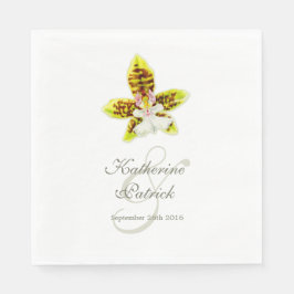 Orchideen-Blume Hochzeit mit Namen Papierserviette