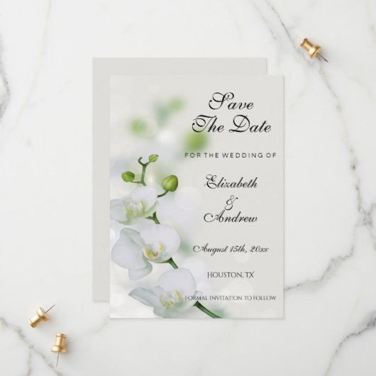Orchideen-Blume-Hochzeit Save The Date (Vorderseite/Rückseite Beispiel)