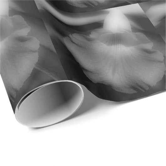 Orchideen-Blume in Schwarz und Weiß Geschenkpapier (Rolleneckpunkt)