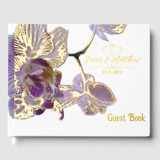 Orchideen-Blume und Goldflora Gästebuch (Vorderseite)