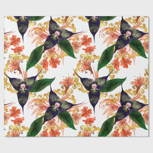 Orchideen Blume Wasserfarbe Geschenkpapier (Flach)