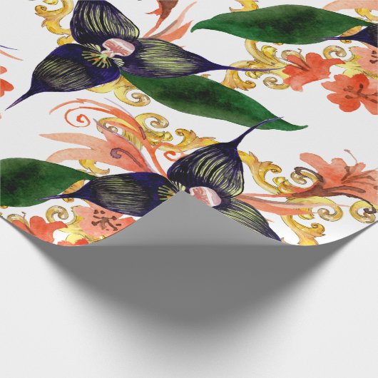 Orchideen Blume Wasserfarbe Geschenkpapier (Ecke)