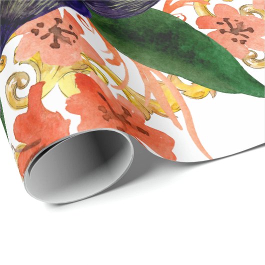 Orchideen Blume Wasserfarbe Geschenkpapier (Rolleneckpunkt)