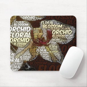 Orchideen, Blumen, Blossom Typografie Embedded Fot Mousepad
