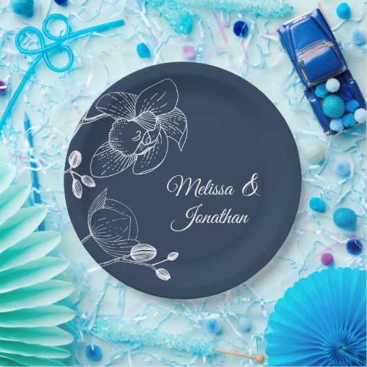 Orchideen Blumen Moderne elegante Hochzeit Pappteller (Party)