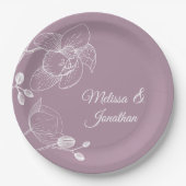 Orchideen Blumen Moderne lila Hochzeit Pappteller (Vorderseite)