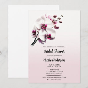 Orchideen-Blumen-Rosa-&-Weiße-Brautdusche Einladung