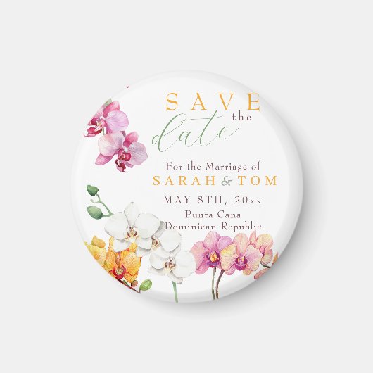 Orchideen-Blumen-Save-the-Date-Magnet Magnet (Vorne)