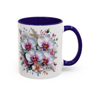 Orchideen-Blumen-Tasse Elegante Blumen-Geschenktas Tasse