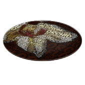 Orchideen-Blumenblüte über Burgunder-Wort-Wolke Schneidebrett (Ecke)