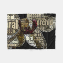 Orchideen-Blumenblüten-Wort-Wolke über Schwarzem