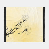 Orchideen-Blumenliniengrafik auf Gelb Fleecedecke (Vorderseite (Horizontal))
