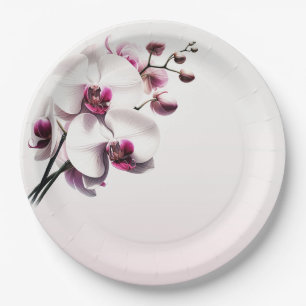 Orchideen-Blüte Rosa & Weiß Hochzeit Pappteller
