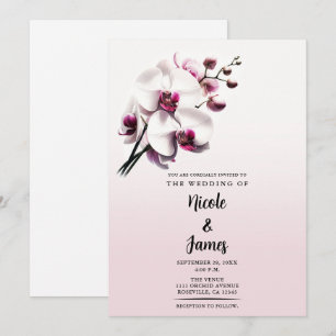Orchideen-Blüten Hochzeit in Rosa und Weiß Einladung
