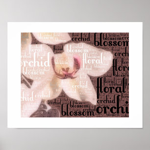 Orchideen-Blüten-Wortwolke Poster