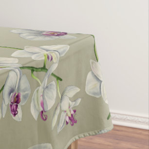 Orchideen-botanisches Aquarell-Malerei-Muster Tischdecke