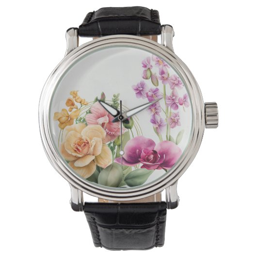 Orchideen-Explosion Armbanduhr (Vorderseite)