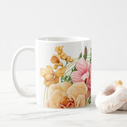 Orchideen-Explosion Kaffeetasse (Mit Donut)