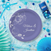 Orchideen florale moderne lila Hochzeitspapiere Pappteller (Party)