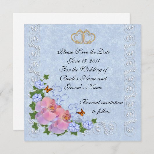 Orchideen für Save the Date Hochzeitssanktionen Einladung (Vorne/Hinten)