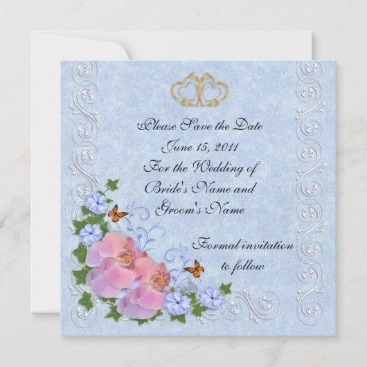 Orchideen für Save the Date Hochzeitssanktionen Einladung (Vorderseite)