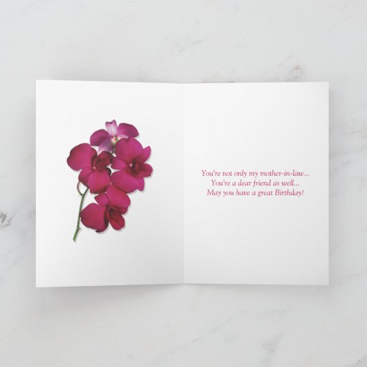 Orchideen. Geburtskarte der Schwiegermutter Karte (Innenseite)