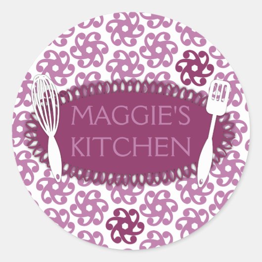 Orchideen geometrische Blume, die das Backen Runder Aufkleber (Vorderseite)