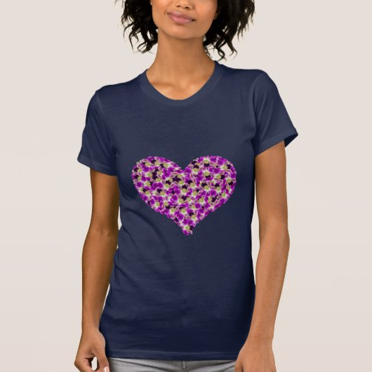 Orchideen-Herz-Frauen-Blau-T - Shirt (Vorderseite)