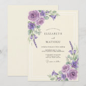 Orchideen-Hochzeit mit Blättern Einladung (Vorne/Hinten)