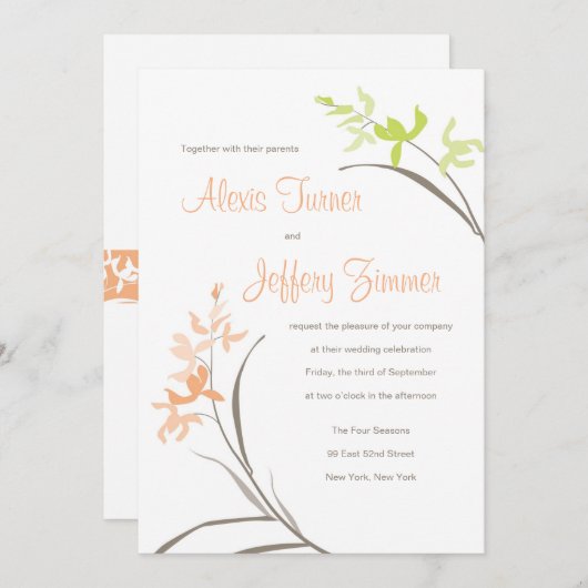 Orchideen-Hochzeits-Einladung Einladung (Vorne/Hinten)