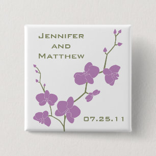 Orchideen-Hochzeitsnadel - Vintage-Oliv und Violet Button