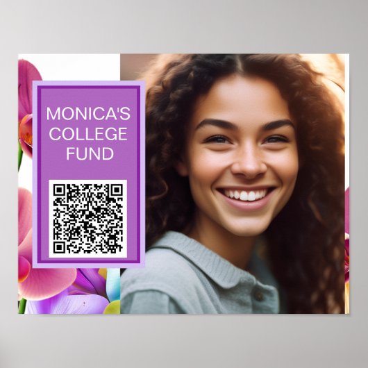 Orchideen individuelles QR-Code-Plakat-Schild Poster (Vorne)