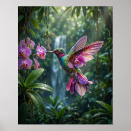 Orchideen Kolibri Juwel Flug Poster