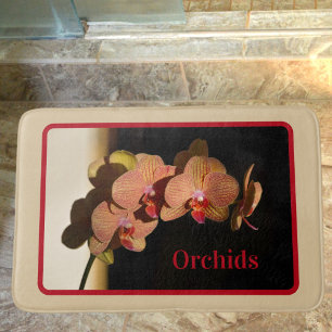 Orchideen Korallenrosa Gelb Fotografisch Floral Be Badematte