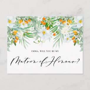 Orchideen & Kumquats Wirst du meine Trauzeugin sei Postkarte