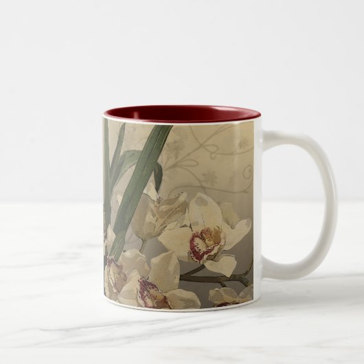 Orchideen-Malerei Zweifarbige Tasse (Rechts)