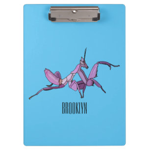 Orchideen-Mantis Cartoon-Illustration Klemmbrett