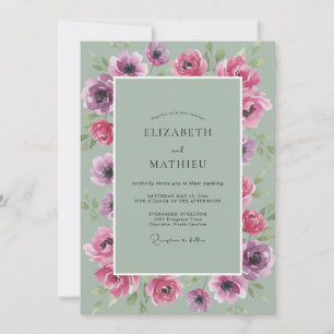 Orchideen-Mint-Anemone-Hochzeit Einladung