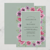 Orchideen-Mint-Anemone-Hochzeit Einladung (Vorne/Hinten)