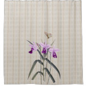 Orchideen mit antikem Schmetterlings-Duschvorhang Duschvorhang (Vorderseite)